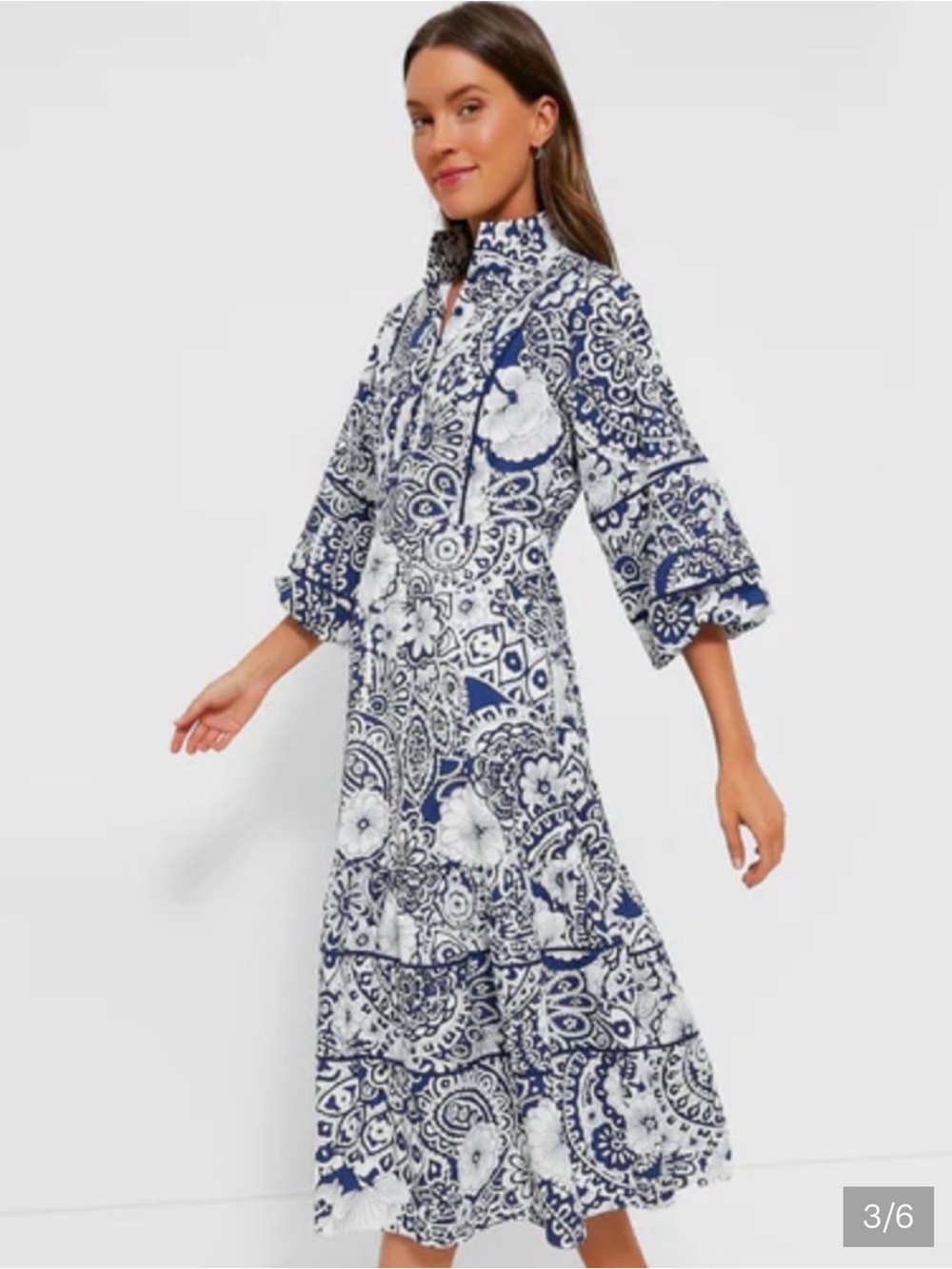 Tuckernuck Hyacinth House Navy and White Floral Hillsborough Cotton Dress